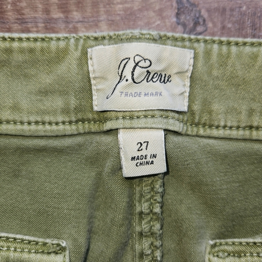 J. Crew Army Green Khaki Straight Leg Pants - Size 27 - Picture 6 of 8